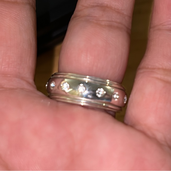 Unisex Sterling Silver Eternity Spinner Ring with CZ - Picture 5 of 8